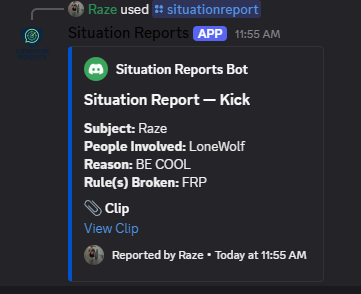 Kick log example